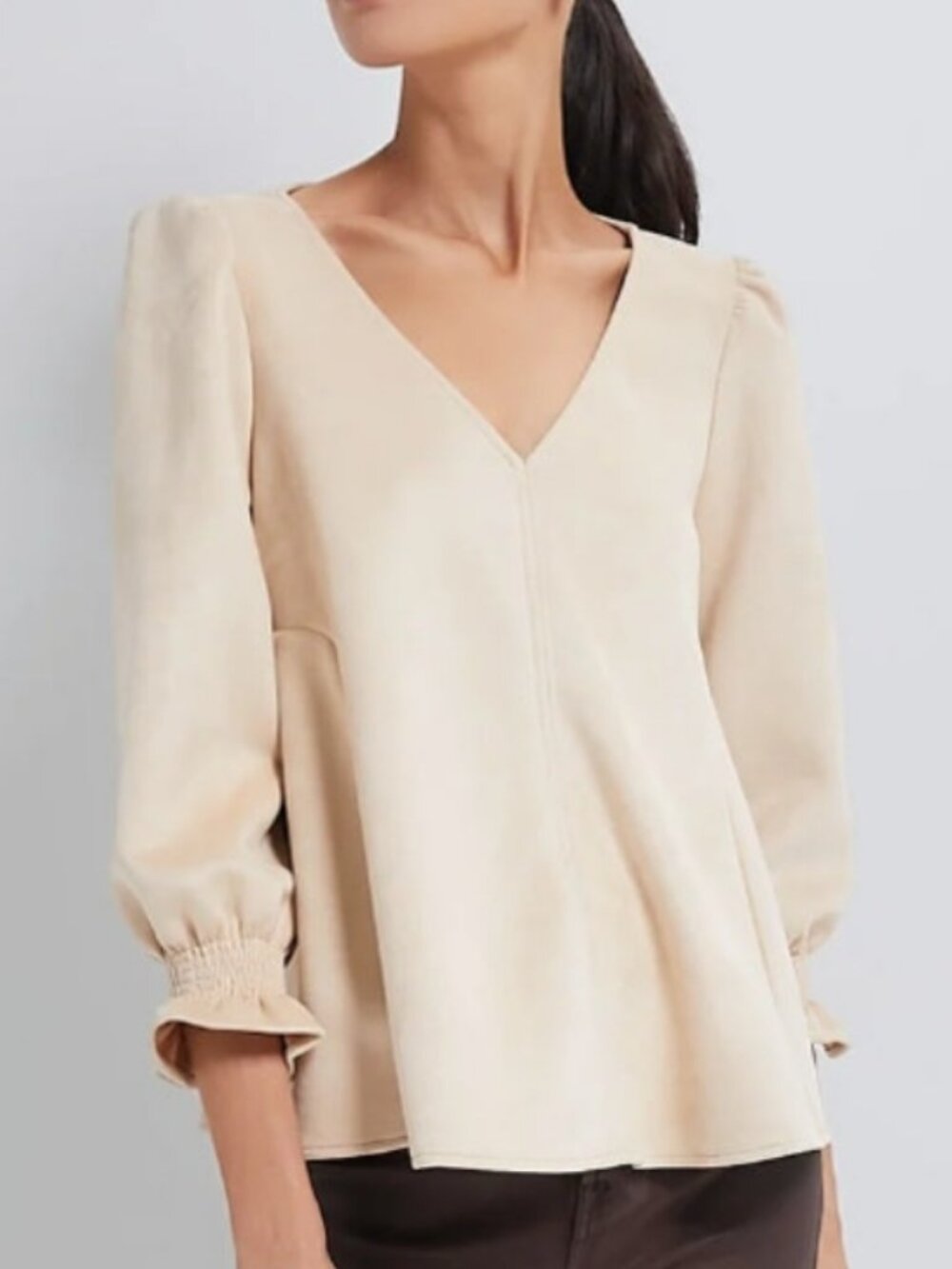 Tuckernuck Easton Faux Suede Top In Beige SIZE XL